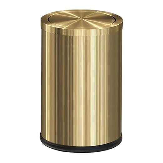9L/2.4Gal Gold Trash Can, Brass Bathroom Garbae Can by LEASYLIFE
