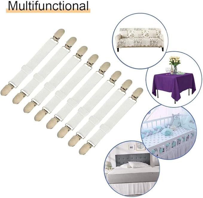 8Pcs Adjustable Bed Sheet Straps Clips, Elastic Mattress Sheet Fasteners Holder - Image 5