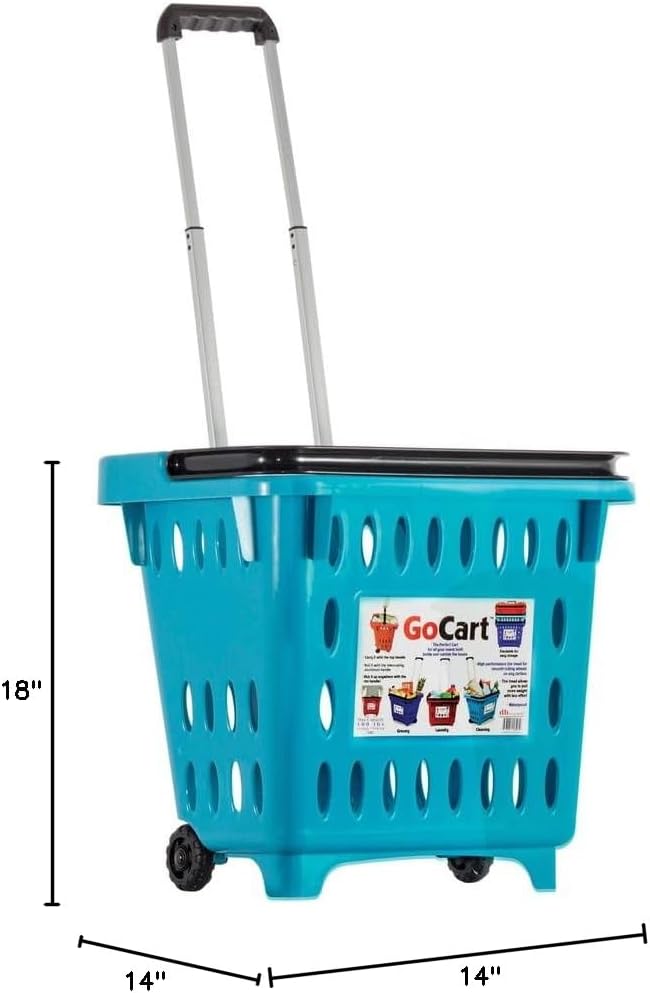 dbest products GoCart, Teal Grocery Cart Shopping Laundry Basket on Wheels - Image 11