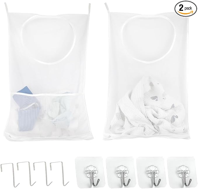 ZIIYAN 2 Pack Door Hanging Laundry Hamper Bag, Mesh Laundry Bag, Large Dirty by ZIIYAN
