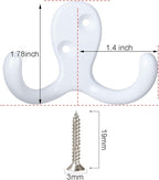 IBosins 8 Pack Heavy Duty Double Prong Coat Hooks Wall Mounted - Image 2