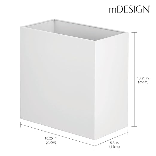 mDesign Small Steel Rectangular 2.4 Gallon/9.1 Liter Trash Can, Waste Basket - Image 3