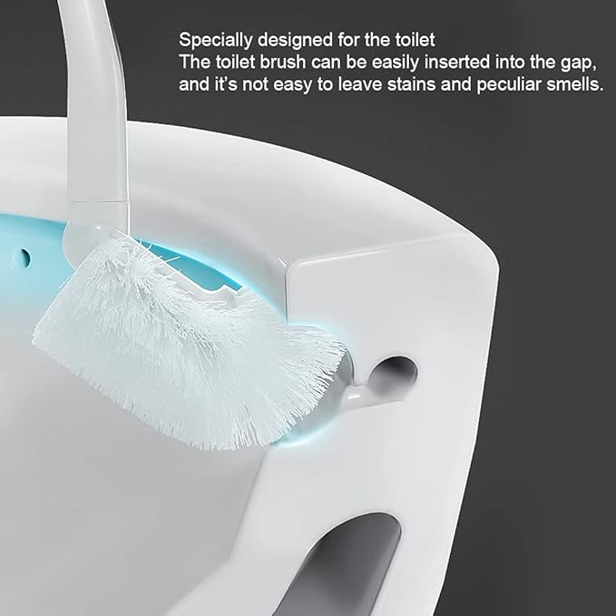 Baffect Curved Toilet Brush Plastic Long Antislip Grip Handle Toilet Cleaning - Image 2