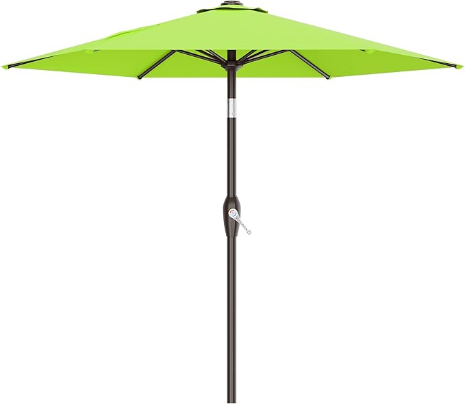 AreShark 7.5FT Patio Umbrella Table Market Umbrella with 6 Sturdy Ribs, Button Tilt/Crank Heavy-Duty Round Outdoor Umbrellas for Garden, Deck, Backyard,and Pool, Apple Green by Unknown