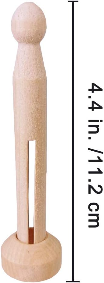 Winlyn 50 Sets Unfinished Wood Doll Pins Doll Clothespins Wooden Round Peg Wood - Image 2