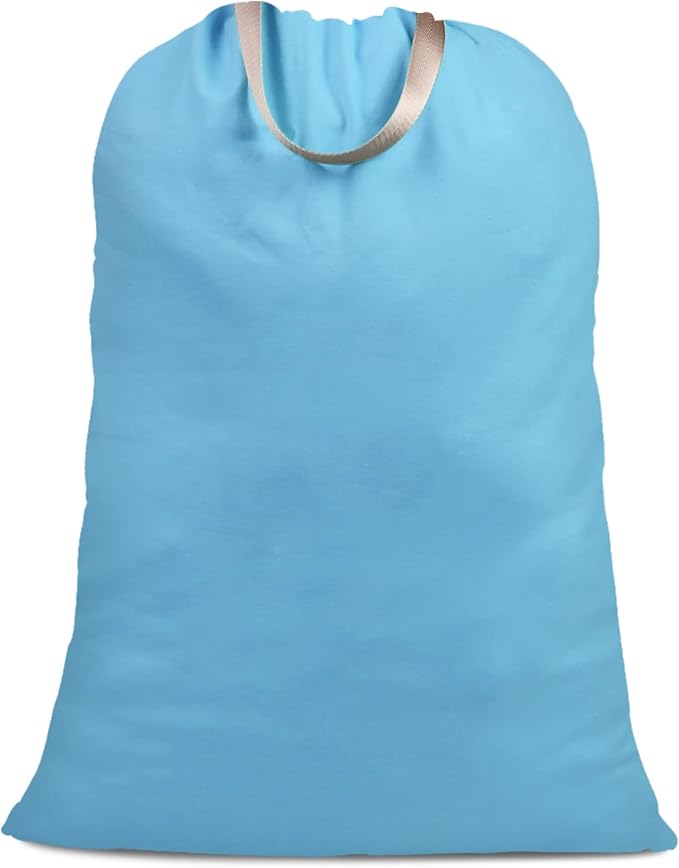 Cotton Canvas Laundry Bag with Handles & Drawstring Straps, Heavy Duty Extra by SANFERGE