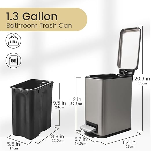 5 Liter / 1.3 Gallon Trash Can - Image 2