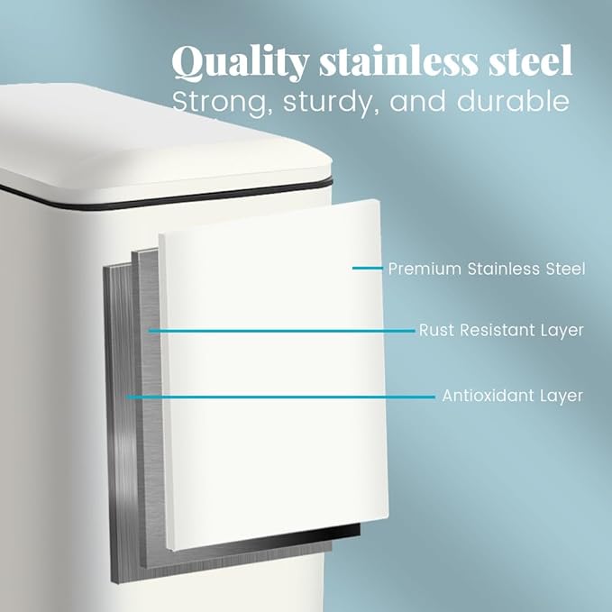 8 Gallon Trash Can with Lid, Stainless Steel Kitchen Trash Can with Removal - Image 4