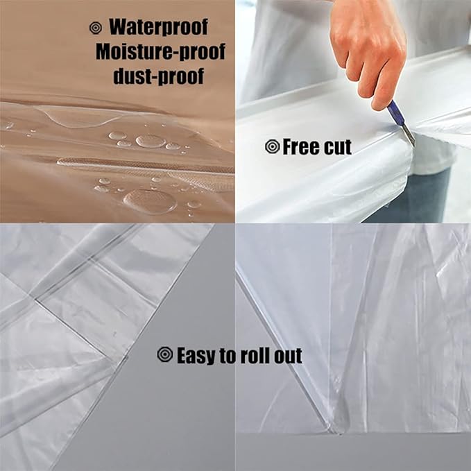 30 Pieces Plastic Drop Sheets for Painting, Waterproof and Dust-Proof Clear - Image 3