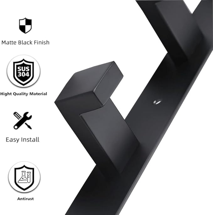 Coat Rack, Heavy Duty Stainless Steel 9 Tri Coat Hook Hanger, Wall Mounted Wall - Image 4