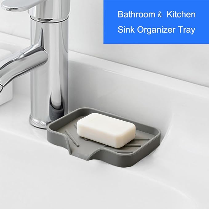 Sponge Holder with Drain Spout, Silicone Sponge Tray - Image 3