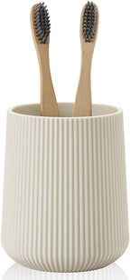 Beige Striped Toothbrush Holder by KellyHome