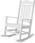 Devoko HDPE Rocking Chair Plastic Outdoor Indoor Patio Rocker Chair High Back All Weather Rocker for Patio Backyard Porch Garden (White) by DEVOKO