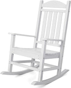 Devoko HDPE Rocking Chair Plastic Outdoor Indoor Patio Rocker Chair High Back All Weather Rocker for Patio Backyard Porch Garden (White) by DEVOKO