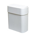 Bathroom Trash Can with Press Top Lid, 3.2 Gallon Slim Garbage Can by ABEETE