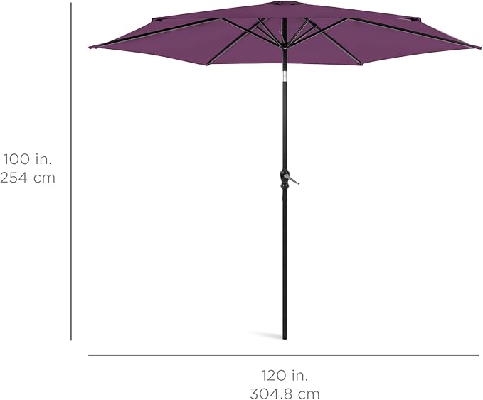 Best Choice Products 10ft Outdoor Table Compatible Steel Polyester Market Patio Umbrella w/Crank and Easy Push Button Tilt - Image 7