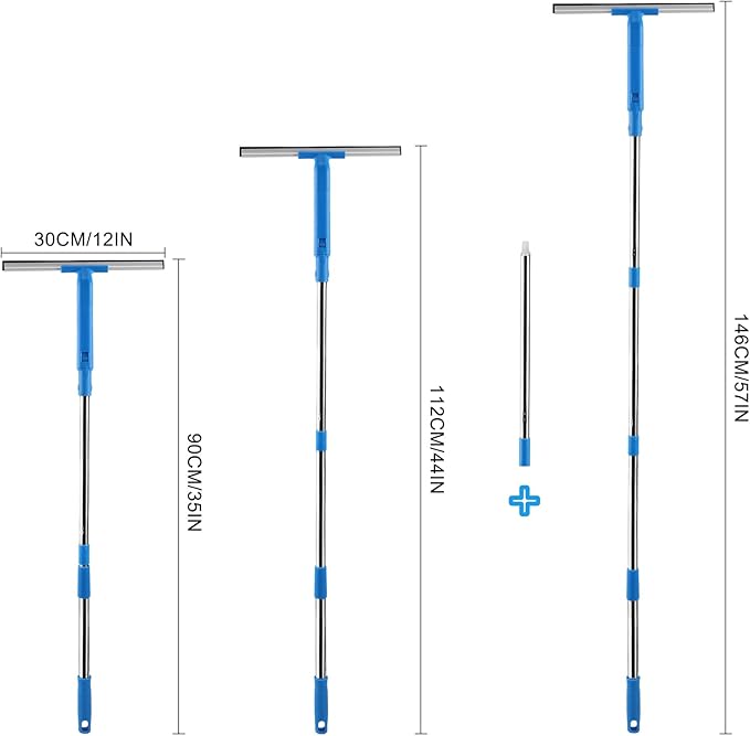 Window Cleaner with Long Handle, Glass Cleaning Tools with Silicone Squeegee & - Image 3