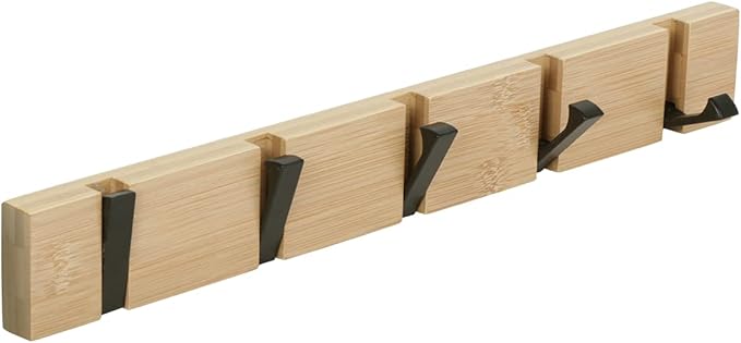 JSVER Wooden Coat Hooks Coat Rack Wall Mount, Space-Saving Coat Rack by JSVER