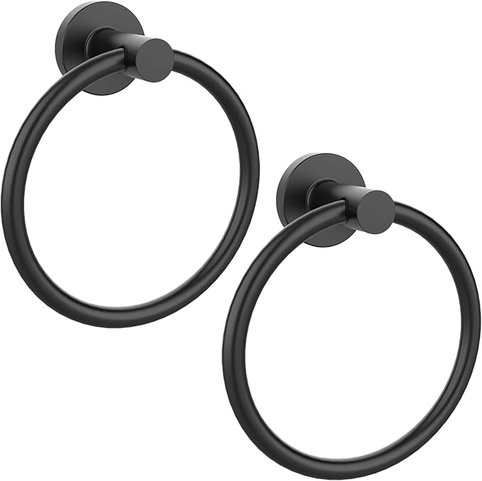 Matte Black Towel Ring 2Pack, SUS304 Stainless Steel Hand Towel Holder by Z-TIISON