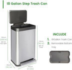 18 Gallon Stainless Steel Step Trash Can - Image 2