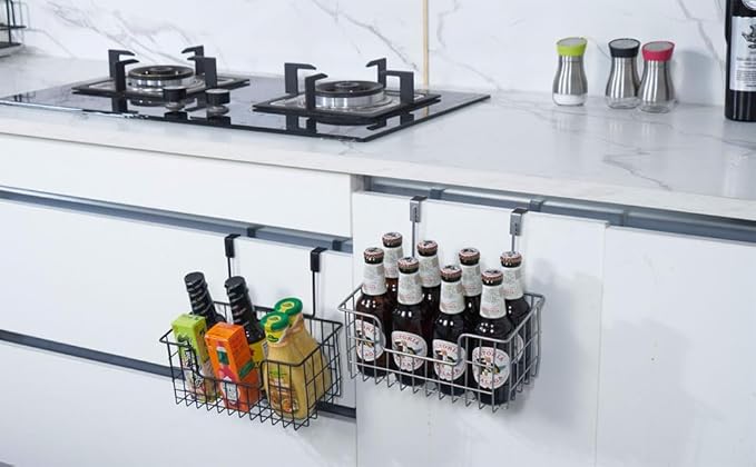 Wire Hanging Storage Basket 2 Packs, Wall Mounted Kitchen Bathroom Storage - Image 9