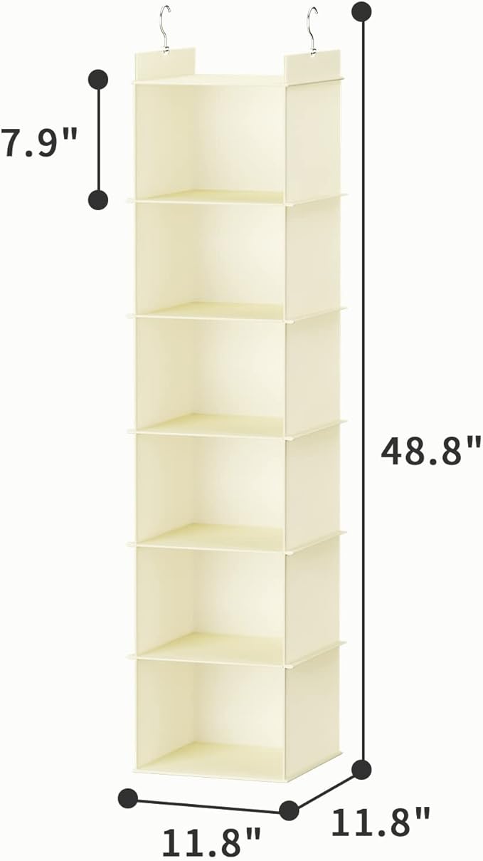 YOUDENOVA Hanging Closet Organizer, 6-Shelf Closet Hanging Shelves - Image 3