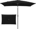 JEAREY 6.5x10 ft Rectangular Patio Umbrellas Outdoor Market Umbrella with Push Button Tilt and Crank, Rectangle Table Umbrella 6 Sturdy Ribs UV Protection for Pool Garden Backyard Deck, Black by JEAREYOutdoorsCollection