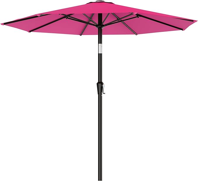 AreShark 9 FT Patio Umbrella for Outdoor, Outdoor Table Umbrella with Push Button Tilt and Crank, Outdoor Patio Umbrellas with 8 Sturdy Ribs for Market, Garden, Pool (Rose Pink) by Unknown