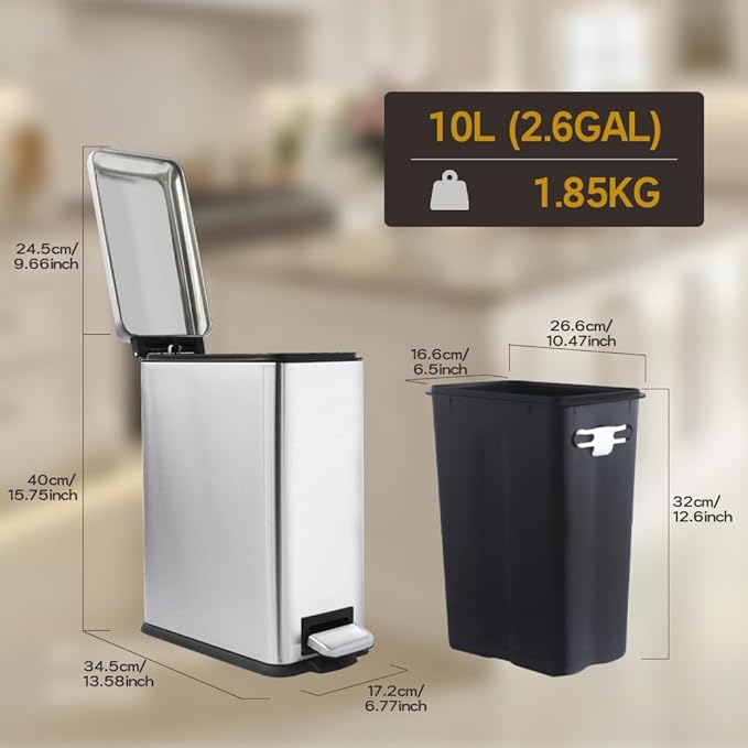 Bathroom Trash Can, 2.6 Gallon Trash Can - Image 5