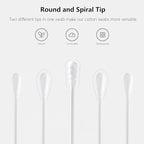 2000pcs Tiny Cotton Buds, with Round & Spiral, Suitable - Image 2