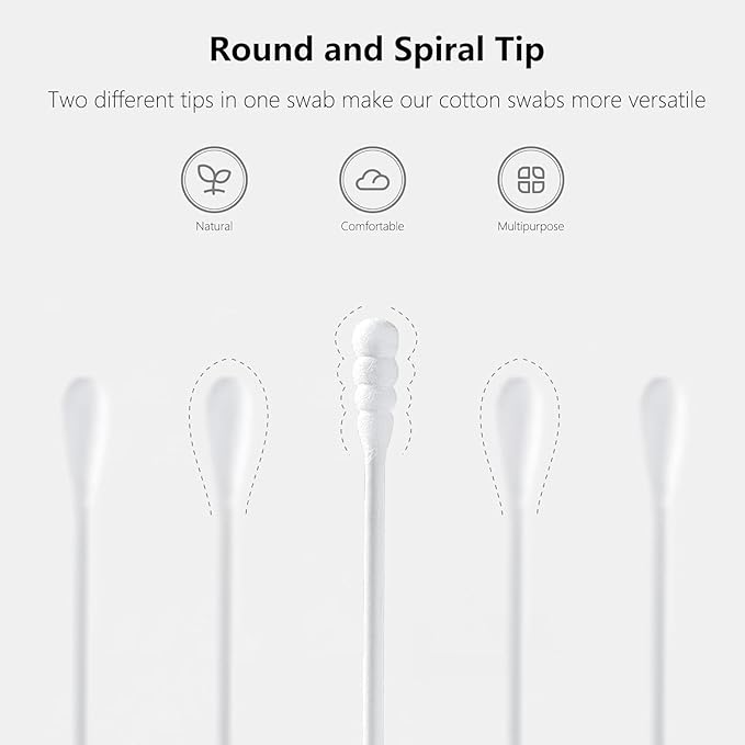 2000pcs Tiny Cotton Buds, with Round & Spiral, Suitable - Image 2