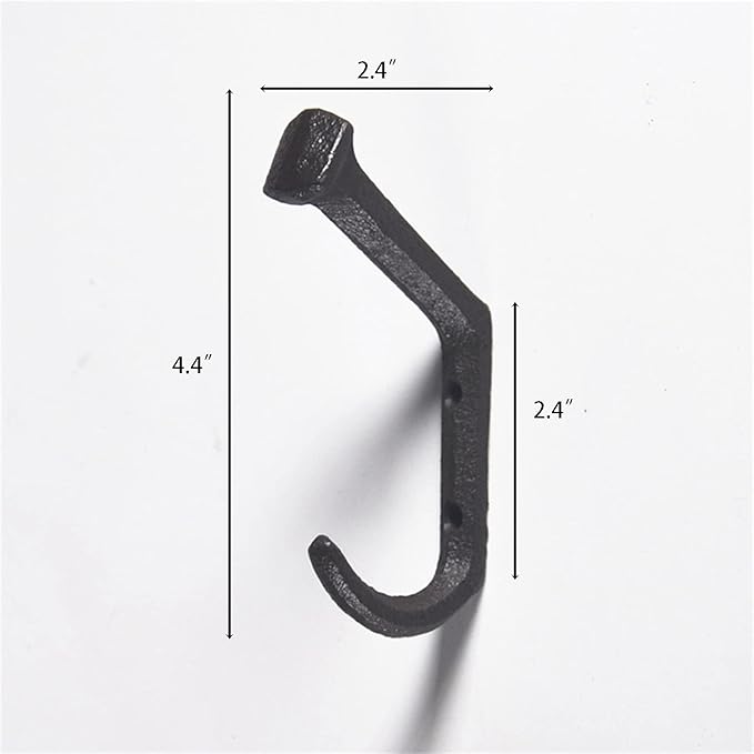Dicunoy 8PCS Rustic Cast Iron Hooks, Wall Mounted Farmhouse Coat Hangers - Image 3