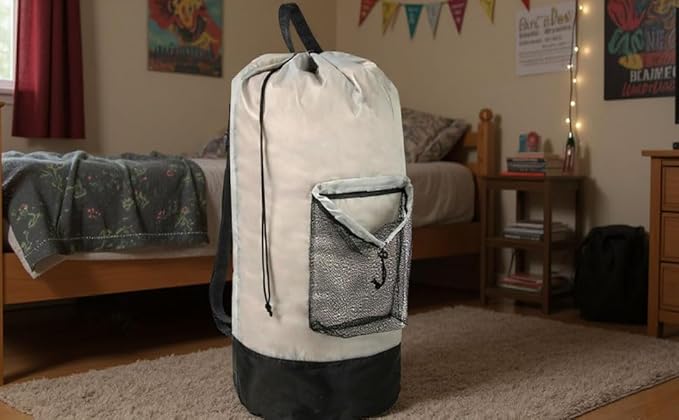 Laundry Bag Backpack with Shoulder Straps and Mesh Pocket Laundry Backpack - Image 7