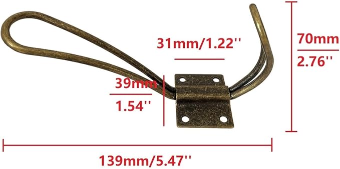 Wire Coat Hooks Heavy Duty, 5 Pack Vintage Wall Hooks Double Metal Hangers - Image 2