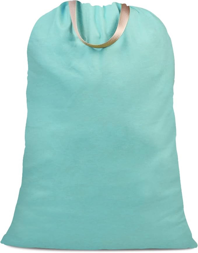Cotton Canvas Laundry Bag with Handles & Drawstring Straps, Heavy Duty Extra by SANFERGE