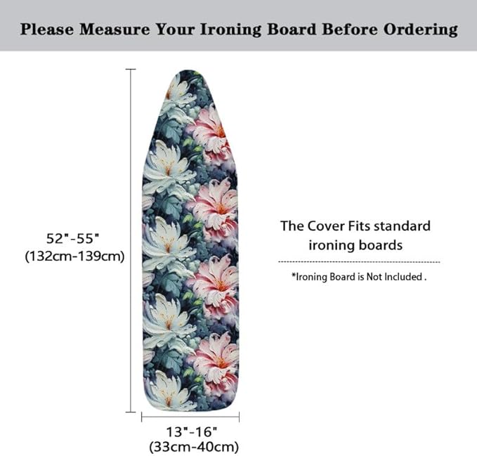 Oil Painting Iris Flowers Ironing Board Cover-15x 54 White Pink Iris Flower - Image 6