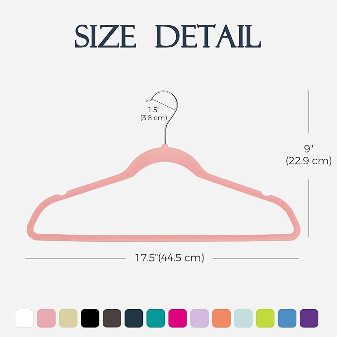 HOUSE DAY Lt Pink Velvet Hangers 60 Pack, Non Slip Clothes Felt Hanger Heavy - Image 7