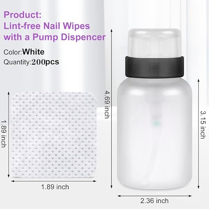 200pcs Nail Cotton Pads, 1 Pull-Off Pump-Style Bottle Suitable - Image 2