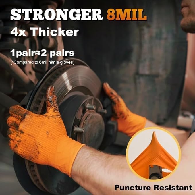 TitanFlex Heavy Duty Orange Industrial Nitrile Gloves - Image 3