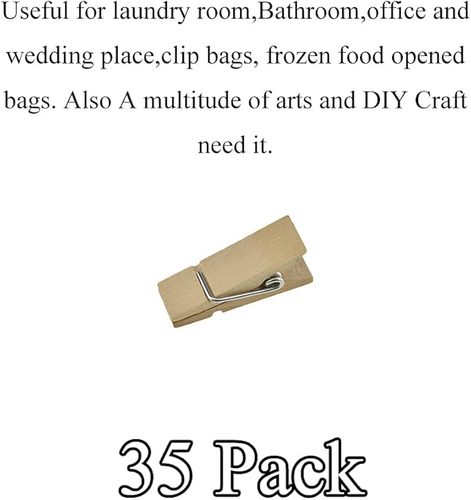 HAHIYO Wooden Clothes Pins Clothespins Small Do NOT Fall Apart 1.38x0.47 inches - Image 5