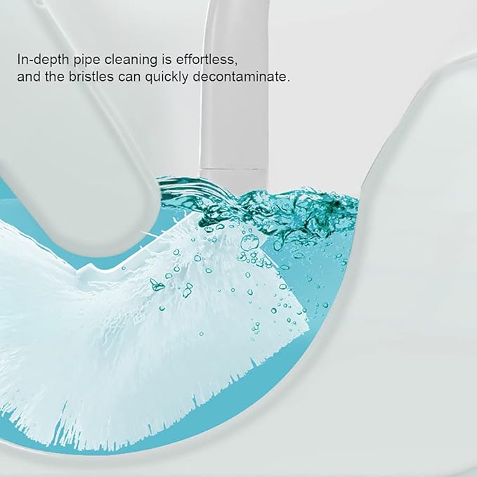 Baffect Curved Toilet Brush Plastic Long Antislip Grip Handle Toilet Cleaning - Image 4
