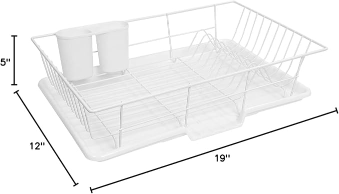 Sweet Home Collection Metal, Plasic 3 Piece Dish Drainer Rack Set - Image 5