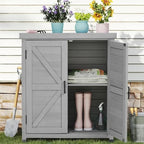 Outdoor Storage Cabinet & Potting Bench Table with Metal Top, Wooden Patio Furniture, Garden Workstation (Classic Grey, 36x31x17in) - Image 7