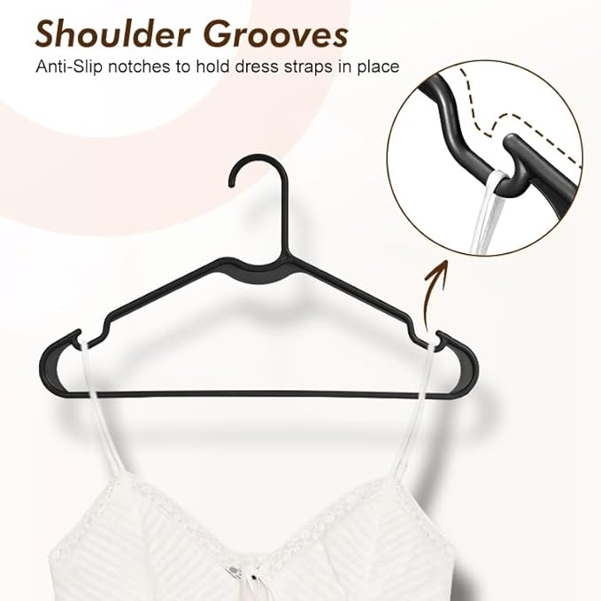 HOUSE DAY Black Plastic Hangers 60 Pack, Lightweight Clothes Hangers - Image 3