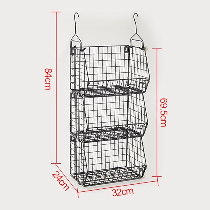 3 Tier Hanging Foldable Wire Baskets Closet Organizer Clothes Shelves - Image 3
