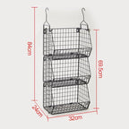3 Tier Hanging Foldable Wire Baskets Closet Organizer Clothes Shelves - Image 3