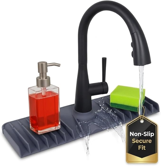Premium Kitchen Sink Splash Guard – 18" x 5.7" Silicone Faucet Mat by Pilova
