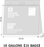15 XX-Large Plastic Storage Bags, 10 Gallons, Zero BPA, Double Zipper Seal - Image 2