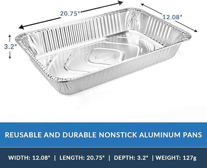 Aluminum Pans Full Size, Large Disposable Roasting & Baking Pan, Restaurants - Image 3
