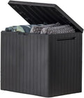 Keter City 30 Gallon Resin Outdoor Storage Box & Patio Side Table for Balcony, Pool, Deck & Garden Accessories, Weather‑Resistant, Dark Grey by Keter